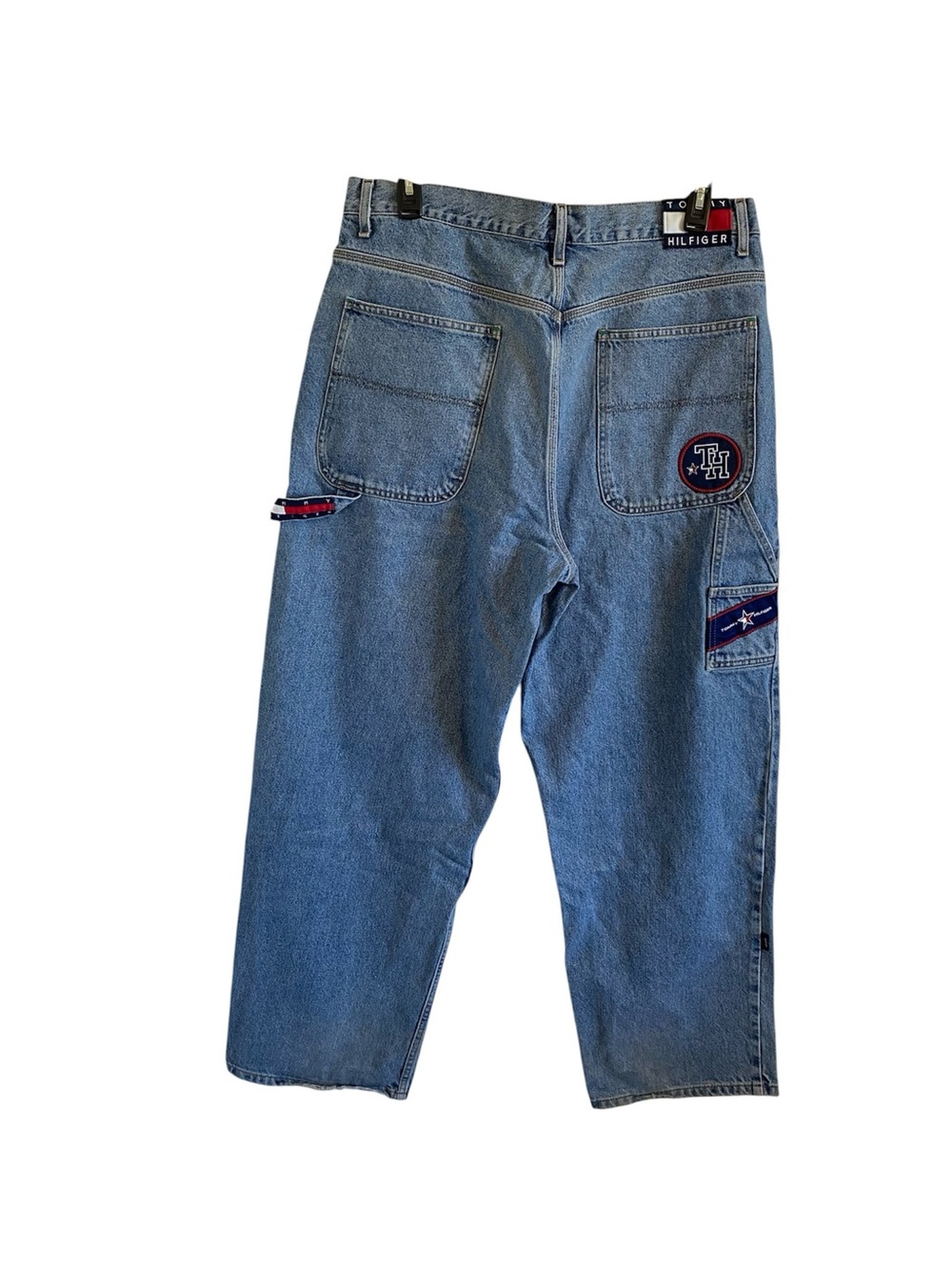 Vintage Tommy Hilfiger Men's Light Blue Carpenter Jeans